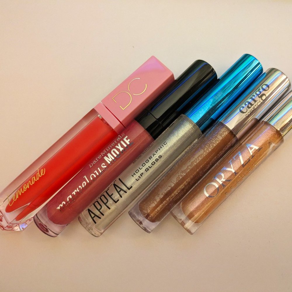 🌸 NWT 5 Lipgloss Bundle! BareMinerals, Cargo, ORYZA, Dominique Cosmetics NIB